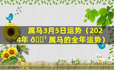 属马3月5日运势（2024年 🌹 属马的全年运势）